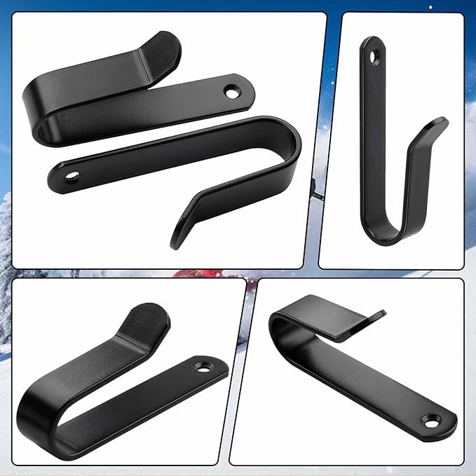 Snowboard Wall Mount & Skateboard Display Rack - Horizontal Hanger Clips for Snowboards, Longboards, Skateboards - Space Saving Storage Solution for Garage, Bedroom, Living Room (Black, 4 PCS)