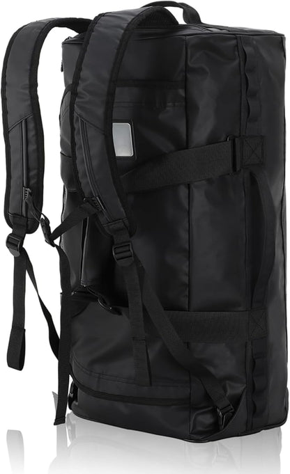 Haimont Gym Duffel Backpack Bag for Men Large Sports Duffle Bags with Backpack Straps for Hiking Travel Weekender Workout, Water Resistant, Black, 90L