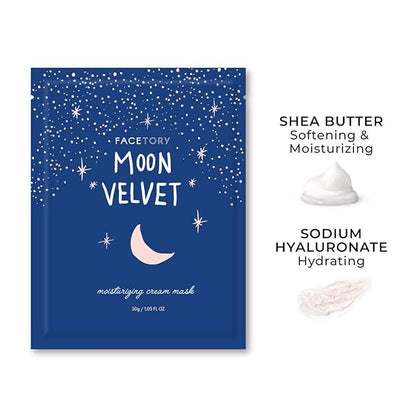 FACETORY FaceMasks Mask Skin Care ??MOON VELVET Face Masks Skin Care with Sodium Hyaluronate & Shea Butter | Face Mask Spa Moisturizing Treatment (10 Pack)