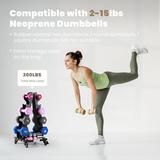 LIONSCOOL Premium Solid Steel Dumbbell Rack Stand Only, A-Frame Portable Weight Storage Organizer with Optional Tray and Wheels, Perfect for Home Gym Fitness Storage (200LBS/300LBS/700LBS Weight Capacity Available)