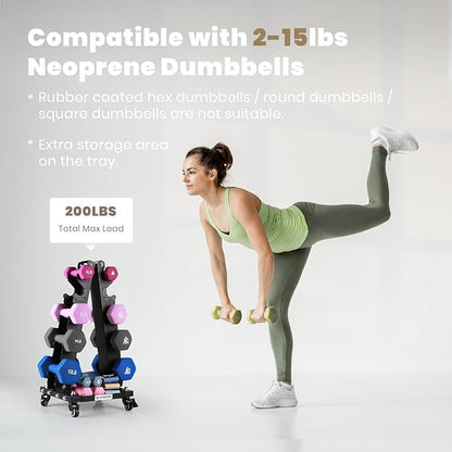 LIONSCOOL Premium Solid Steel Dumbbell Rack Stand Only, A-Frame Portable Weight Storage Organizer with Optional Tray and Wheels, Perfect for Home Gym Fitness Storage (200LBS/300LBS/700LBS Weight Capacity Available)