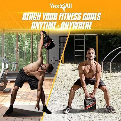 Yes4All Kettlebell, Heavy Duty Powder Coated Cast Iron Kettlebells, Non-Slip Handle & Flat Bottom for Conditioning, Strength Training & Full Body Exercises at Home Gym - Single & Pair