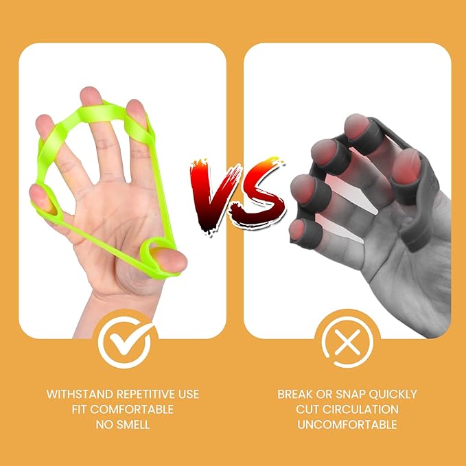 Hand Grip Strengthener, Finger exerciser, Grip Strength Trainer (6 PCS),NEW MATERIAL,Forearm grip workout, Finger Stretcher, Relieve Wrist Pain, Carpal tunnel. (Finger exerciser)