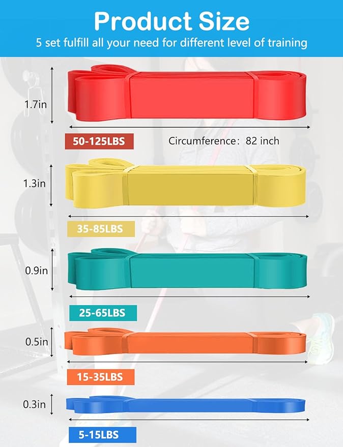 Pull Up Bands, Resistance Bands, Pull Up Assistance Bands Set for Men & Women, Exercise Workout Bands for Working Out, Body Stretching, Physical Therapy, Muscle Training