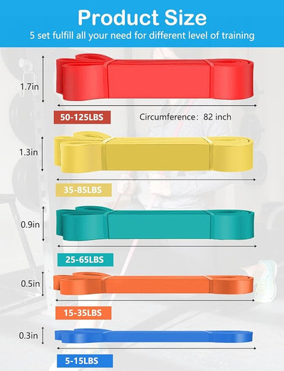 Pull Up Bands, Resistance Bands, Pull Up Assistance Bands Set for Men & Women, Exercise Workout Bands for Working Out, Body Stretching, Physical Therapy, Muscle Training