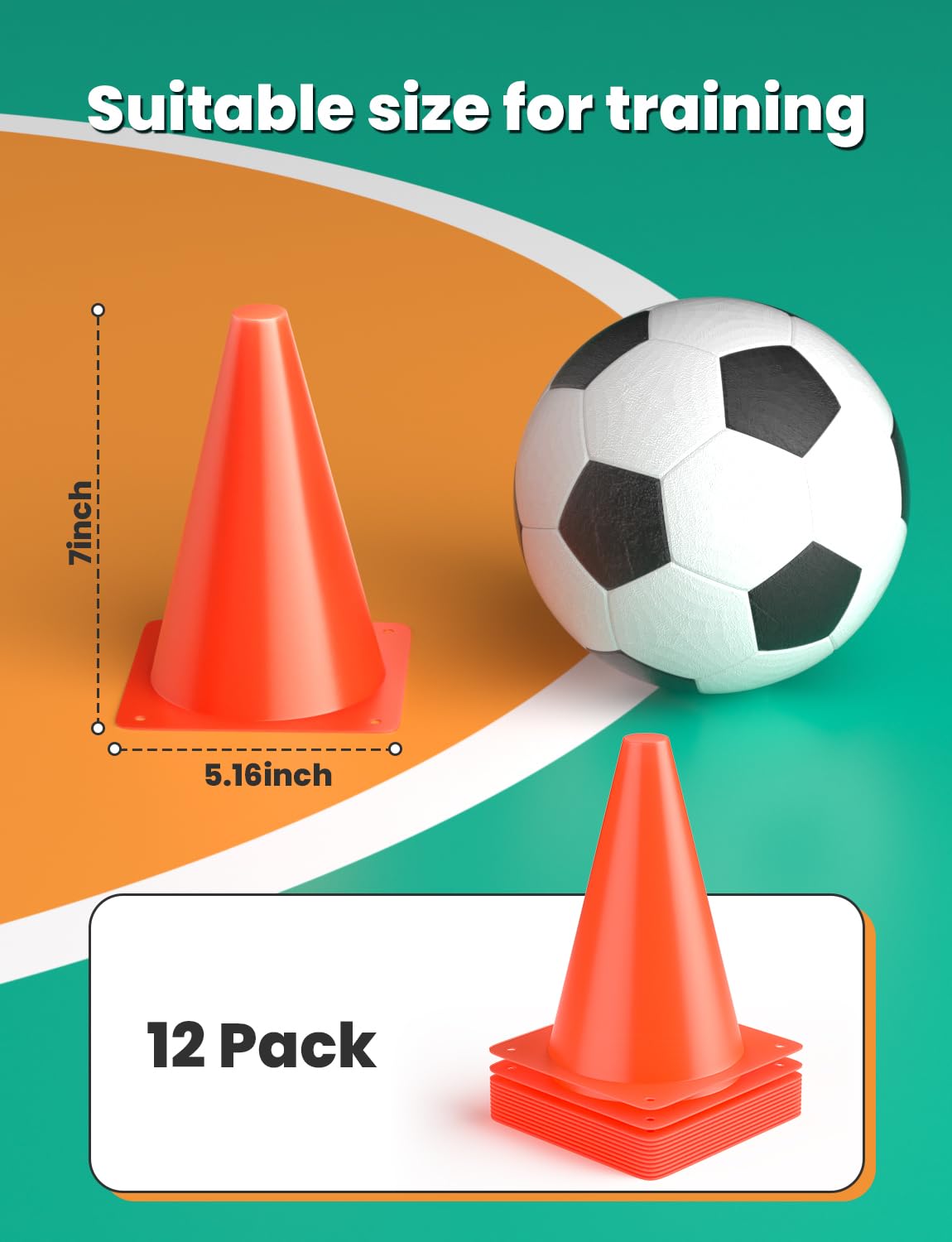 GHB Soccer Cones 7" 9" of 12 24 Pack Disc Soccer Sport Cones