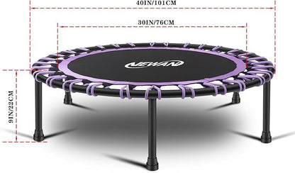 Newan 40"-48" Silent Mini Trampoline Fitness Trampoline Bungee Rebounder Jumping Cardio Trainer Workout for Adults-Max Limit 330lbs