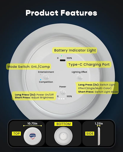 2 Pack Flying Disc, Glow Frisbee with 30 RGB LEDs, 16 Light Modes and 4 Brightness, 6-Hour Playtime, Built-in Timer & Sensor, 175g - Christmas, Birthdays Gifts for Men/Boys/Teens/Kids