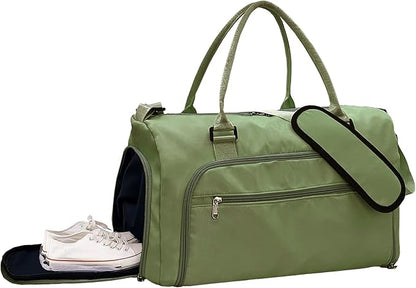 woogwin Gym Bag for Men & Women with Shoes & Wet Compartment Waterproof Duffle Bag for Travel Sports Workout Overnight Weekender(21",Army Green)