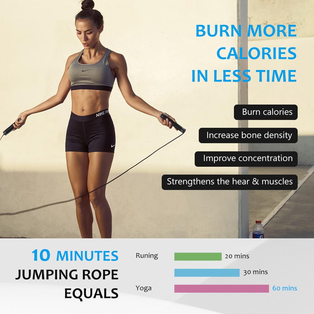 Jump Rope, HANDIO jump ropes 1/2 lb Weighted Jump Rope for Boxing, Cardio, Crossfit Workout, 8~10ft