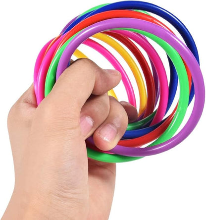 OBTANIM 24 Pcs Plastic 3 Inch Ring Toss Game for Kids and Outdoor Toss Rings for Speed and Agility Practice Game, Random Colors