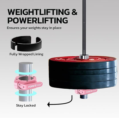 Barbell Clips (Pair), Barbell Clamps, Quick Release Olympic Barbell Clamps with Anti Slip TPR Grip, Barbell Collars for Secure Weightlifting & Powerlifting (Black) (NO MAG, Black)