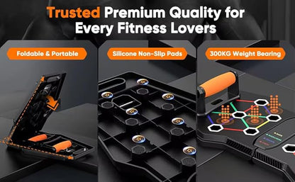 Push Up Board, Portable 25-In-1 Push up Board for Men, | Pilates Bar & Fitness Accessories with Resistance Bands & Ab Roller Wheel, Professional Strength Training Equipment For Man and Women