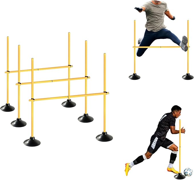 TNZMART 4.9 FT Agility Poles Adjustable Hurdles for Soccer Football Speed Training Equipment Track and Field