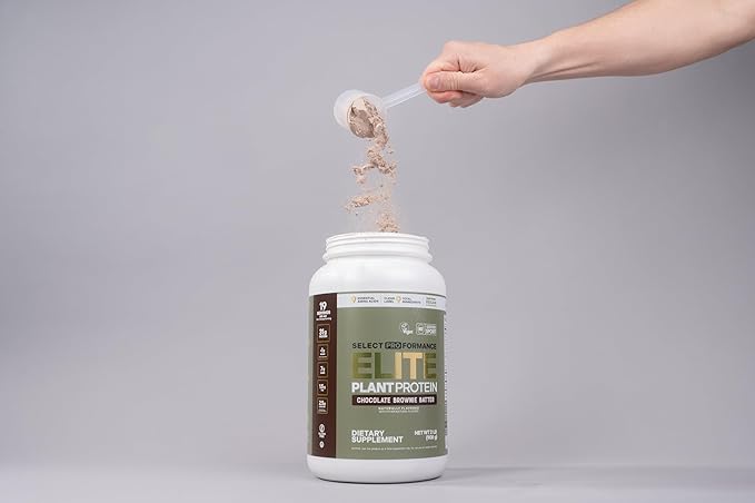 Select Proformance Elite Vegan Plant Protein Powder, Chocolate Brownie Batter, NSF Certified, No Added Sugar, 16g of Protein per Serving, 38 Servings, 2 Lbs