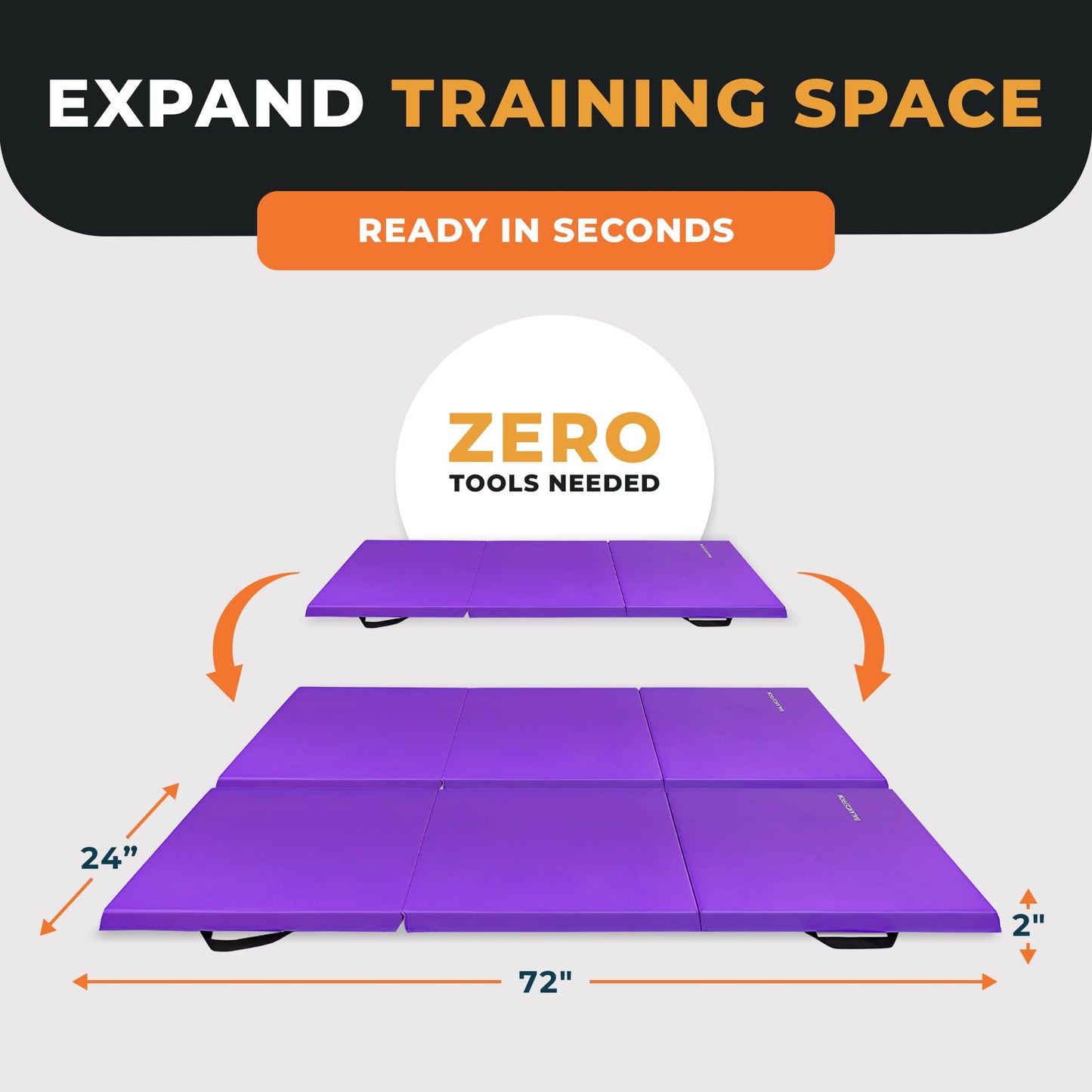 BalanceFrom 6x2 Feet 3-Panel Folding Gymnastics Mat – 2-Inch Thick Pad