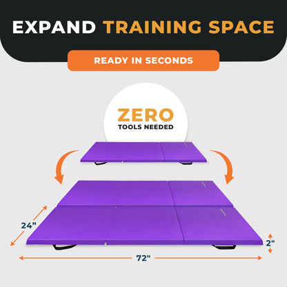 BalanceFrom 6x2 Feet 3-Panel Folding Gymnastics Mat – 2-Inch Thick Pad