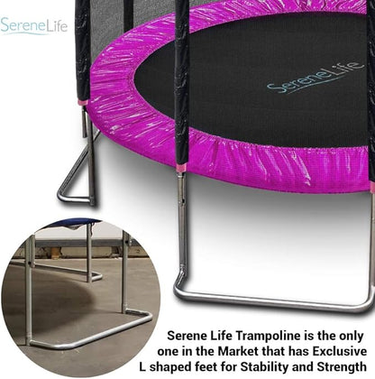 SereneLife 10ft Outdoor Trampoline with Safety Net Enclosure - Large Backyard Trampoline for Kids, Teens & Adults, Weather-Resistant Jumping Mat, Sturdy Frame, Perfect for Family Fun, 120"x120"x100.8"