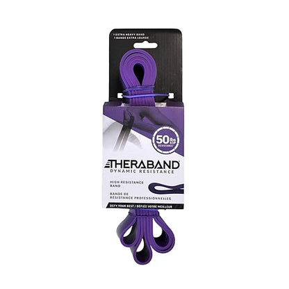 THERABAND High Resistance Band, Elastic Super Bands for Improving Flexibility, Injury Rehab, & Full Body Workouts, Heavy Duty Stretch Bands for Powerlifting, X-Heavy, Purple, 50 lbs. Resistance