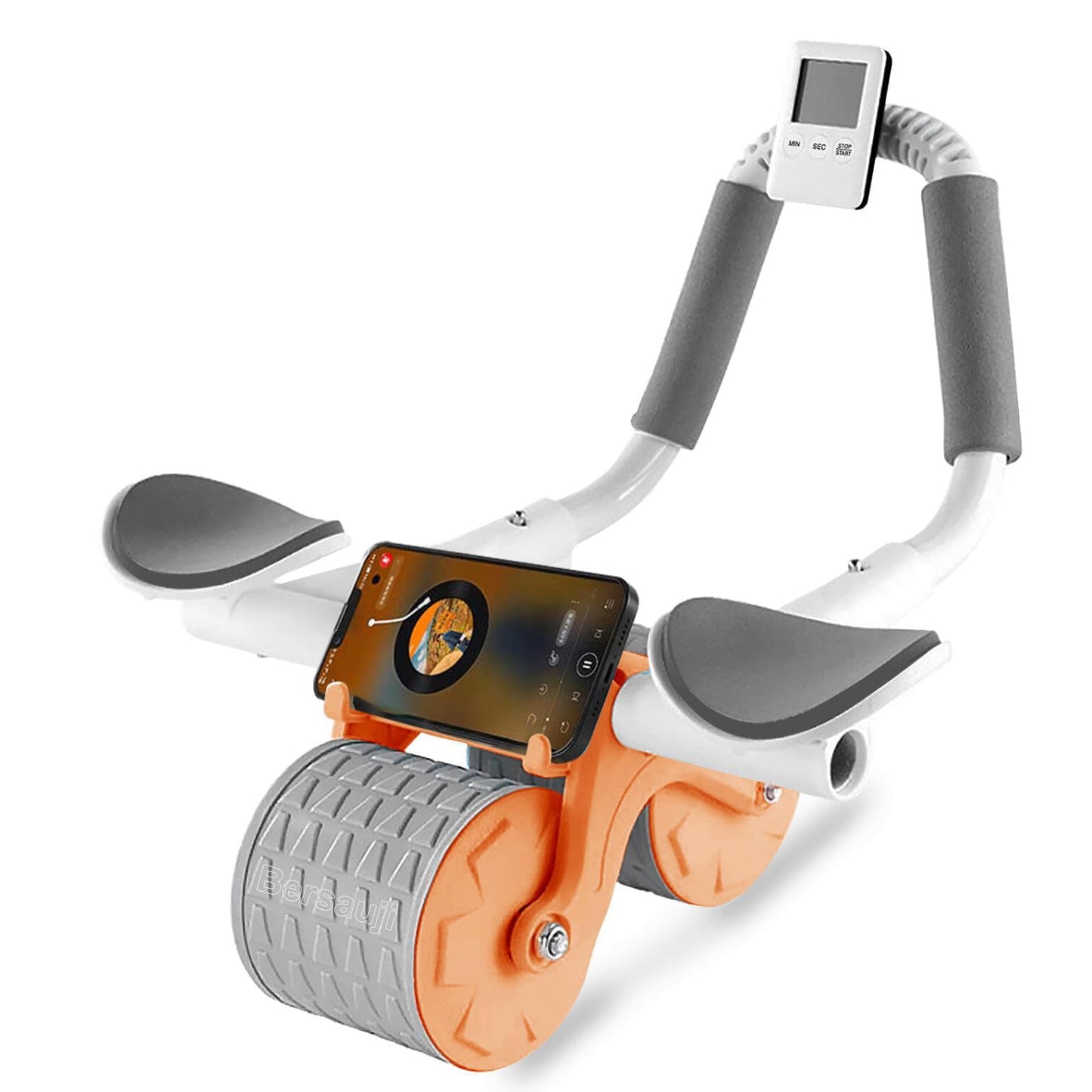 2026 Upgraded Ab Roller Wheel with Knee Mat &Timer - Automatic Rebound Abdominal Wheel with Elbow