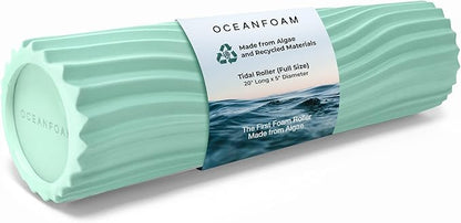 Oceanfoam Tidal Roller - Seafoam - Muscle Massage Foam Roller for Back Pain & Stretching - Firm and Ergonomic Wide Wave Textured - Yoga, Athletics, & Wellness - Full Size, 20" x 5"