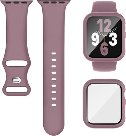 Compatible for Apple Watch Series 11 10 Band 46mm and Case with Screen Protector, Soft Silicone Sport Strap Bands and Protective Cover with Tempered Glass for iWatch Series 11 10