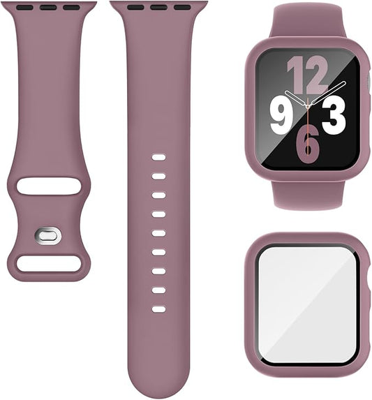 Compatible for Apple Watch Series 11 10 Band 46mm and Case with Screen Protector, Soft Silicone Sport Strap Bands and Protective Cover with Tempered Glass for iWatch Series 11 10