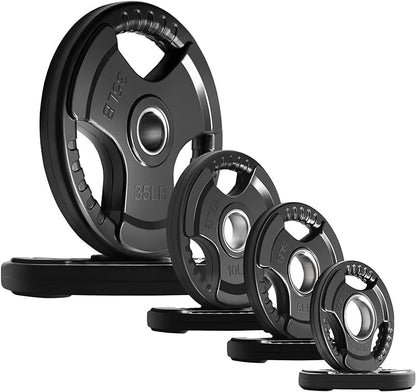 RitFit Olympic Rubber Grip Plates for Barbell, 2-Inch Weight Plates for Weightlifting and Strength Training in Home & Gym, Single, Pair and Sets(2.5/5/10/25/35/45 LB)