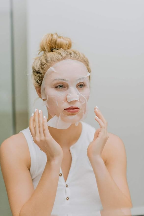Karuna Skin - Antioxidant+ Face Masks for Dry, Mature Skin, Rejuvenating & Nourishing Face Masks Skincare Essential, Facial Mask w Green Tea Extract, Chinese Licorice & African Chrysanthellum, 4 Pack