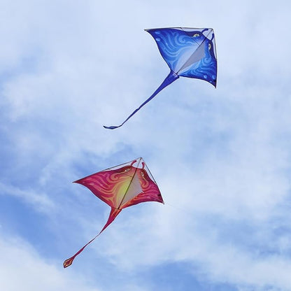 Mint's Colorful Life Devil Fish Kite for Kids and Adults，Easy to Fly Delta Kites Single Line Large, 300ft Kite String Handle Include