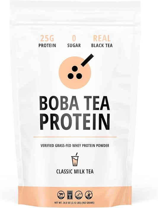 Boba Tea Protein Classic Milk Tea | 25g Grass-Fed Whey Protein Isolate Powder | Gluten-Free &