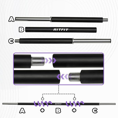RitFit Adjustable Barbell Weight Set for Weightlifting and Strength Training in Home&Gym