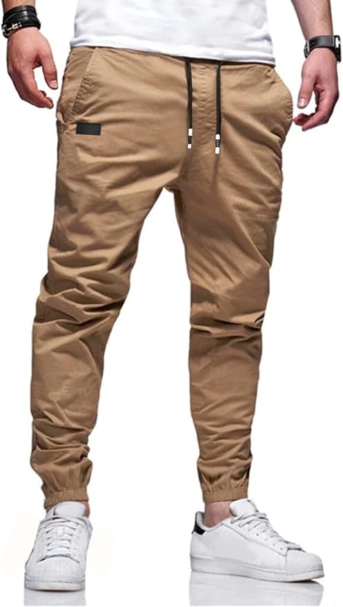 Men Joggers Chino Cargo Pants Hiking Outdoor Recreation Pants Twill Fitness Track Jogging Pants