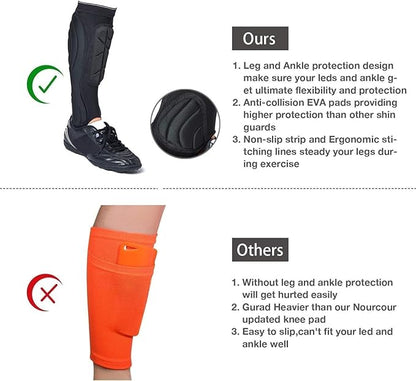 Soccer Shin Guards, Soccer Protective Gear with Calf and Ankle Pads, Shin Guard Pads for Youth and Adult