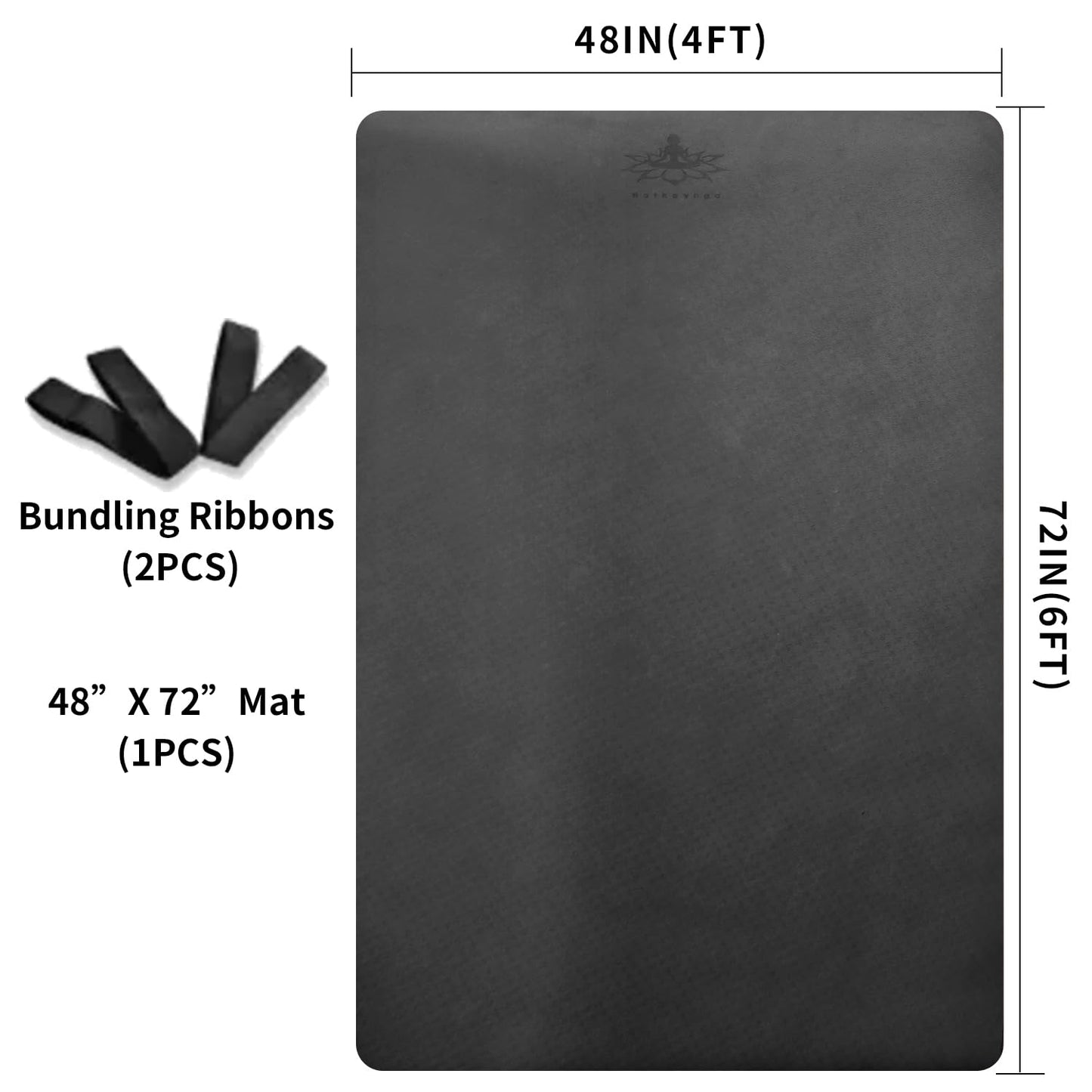 Hatha Yoga Large TPE Yoga Mat 6'x4'x1/2" Extra Thick Non-Slip Exercise Mat - for Yoga Pilates &