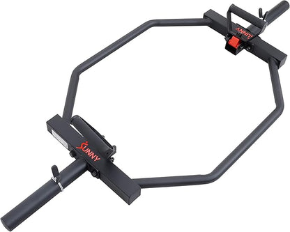 Sunny Health & Fitness Strength Training Olympic Hex Bar Barbell, High Load Capacity, Swivel Handles, Safety Clips, Knurled Handles for Deadlifts, Shoulder Presses, Shrugs, Back Rows, Weightlifting