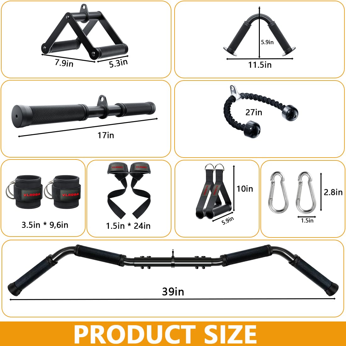 Cable Attachments for Gym,Cable Machine Accessories for Home Gym, Triceps Pull Down Attachment, LAT