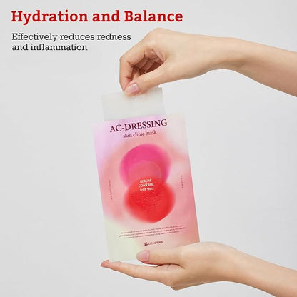 LEADERS AC-Dressing Skin Clinic Mask ??Soothing and Calming Sheet Mask for Sensitive, Acne-Prone Skin ??Helps Reduce Redness & Irritation, Hydrates, and Balances Skin, Sebum Care Mask ??10 Sheets