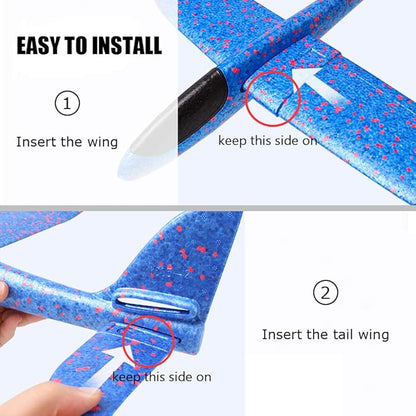 BooTaa 2 Pack Airplane Toys, 17.5" Large Throwing Foam Plane, 2 Flight Mode Glider, Flying Toy for Kids, Birthday Gifts for 3 4 5 6 7 8 9 10 11 12 Year Old Boys Girls, Outdoor Sport Toys Party Favors
