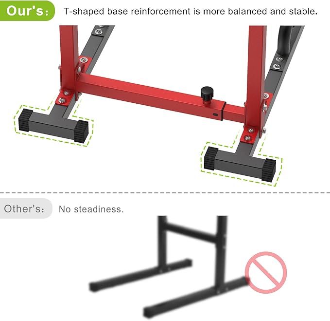 SELEWARE Heavy Duty Dip Bar, Adjustable Width & Height Dip Station Home Gym Fitness Equipment, 800lbs Capacity, Multifunctional Strength Training Dip Stand with Push Up Bar for Tricep Dips, L-Sits