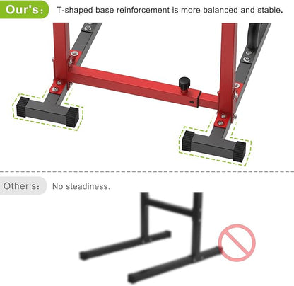 SELEWARE Heavy Duty Dip Bar, Adjustable Width & Height Dip Station Home Gym Fitness Equipment, 800lbs Capacity, Multifunctional Strength Training Dip Stand with Push Up Bar for Tricep Dips, L-Sits