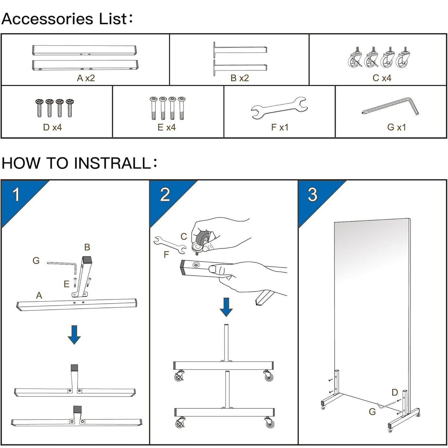 Fitcleer 71”x 39” Extra Large Full Body Floor Mirror with 360° Lockable Wheels, Super Lightweight