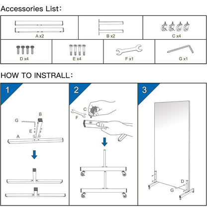 Fitcleer 71”x 39” Extra Large Full Body Floor Mirror with 360° Lockable Wheels, Super Lightweight