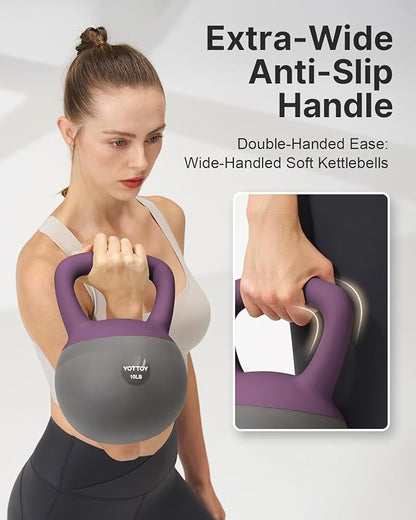 YOTTOY Soft Kettlebell, Set for Strength Training Kettlebells & Home Workouts, Soft-Sided Cushioned Base, Wide-Handle - Ideal for Men, Women, & Beginners