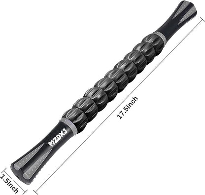 Muscle Roller Stick for Athletes - Deep Tissue Fascia Blaster & Roller Massager for Myofascial Pain Relief - Handheld Physical Therapy & Recovery Tool(Gray black-18 inch)