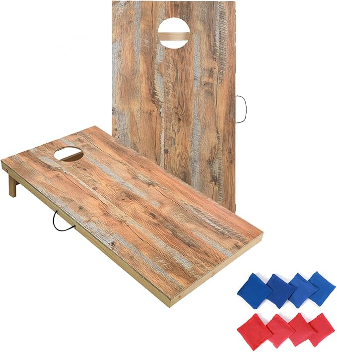 Solid Wood Premium Corn Hole Outdoor Game Set, 2 Regulation and Waterproof Cornhole Game Boards, with 8 Toss Bags, Perfect for Outdoor Indoor
