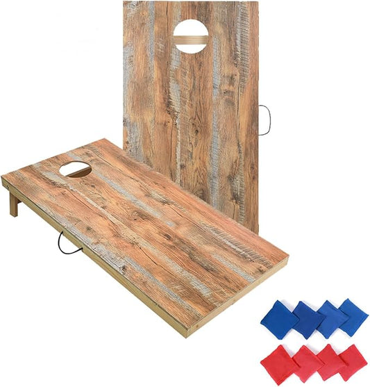 Solid Wood Premium Corn Hole Outdoor Game Set, 2 Regulation and Waterproof Cornhole Game Boards, with 8 Toss Bags, Perfect for Outdoor Indoor