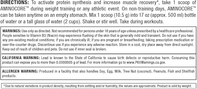 ALLMAX Nutrition AMINOCORE BCAA, Blue Raspberry - 945 g Powder - 8.18 Grams of Branched Chain Amin Acids Per Serving - with B Vitamins - No Fillers or Non-BCAA Aminos - Sugar Free - 90 Servings