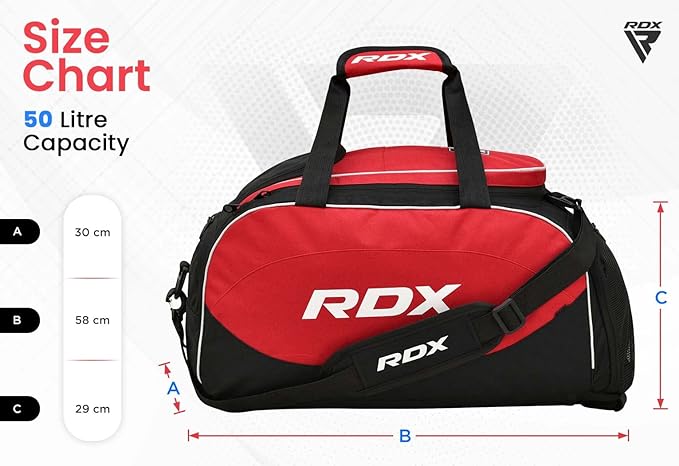 RDX 50L Gym Bag with Ventilated Shoes Compartment, All In One Backpack Duffle Holdall, Fitness Sports MMA Boxing Yoga Swim Gear Sportswear Bag, Weekend Overnight Travel Hiking Rucksack for Men Women
