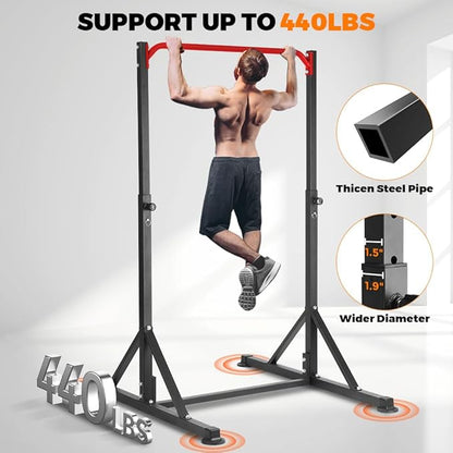Pull Up Station, Power Tower Adjustable Pullup Bar Free Standing, Heavy Duty Multifunction Strength Training Pull Up Bar, Gym Workout Fitness Equipment Chin up Bar for Home Outdoor, 440LBS Capacity